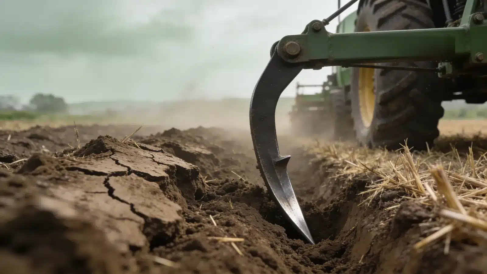 A deep loosener shank breaks up compacted soil